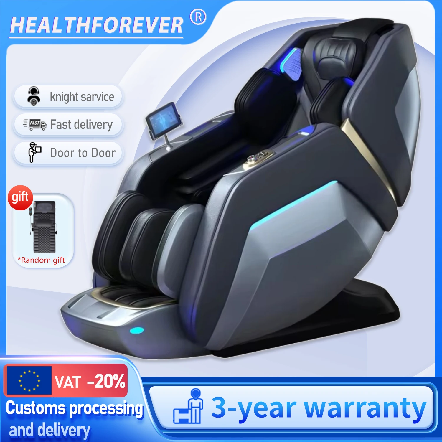 3 year warranty massage chair 4d zero gravity full body Home 3D Thai Stretch Electric leg lift Massage Chair sofa new year gift