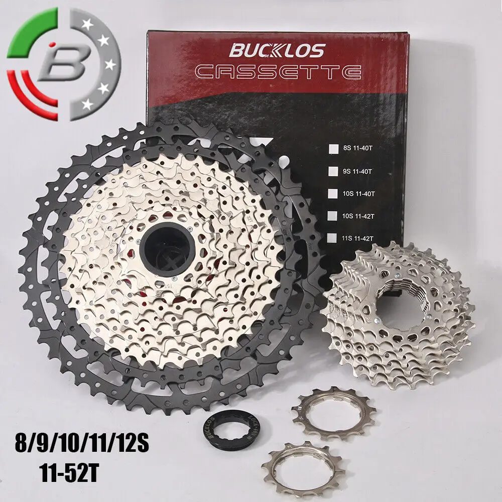 BUCKLOS Bicycle Cassette 8/9/10/11/12S Cassette Sprocke Freewheel for MTB 11-25T 11-46T 11-52 Teeth Freewheel for Shimano HG