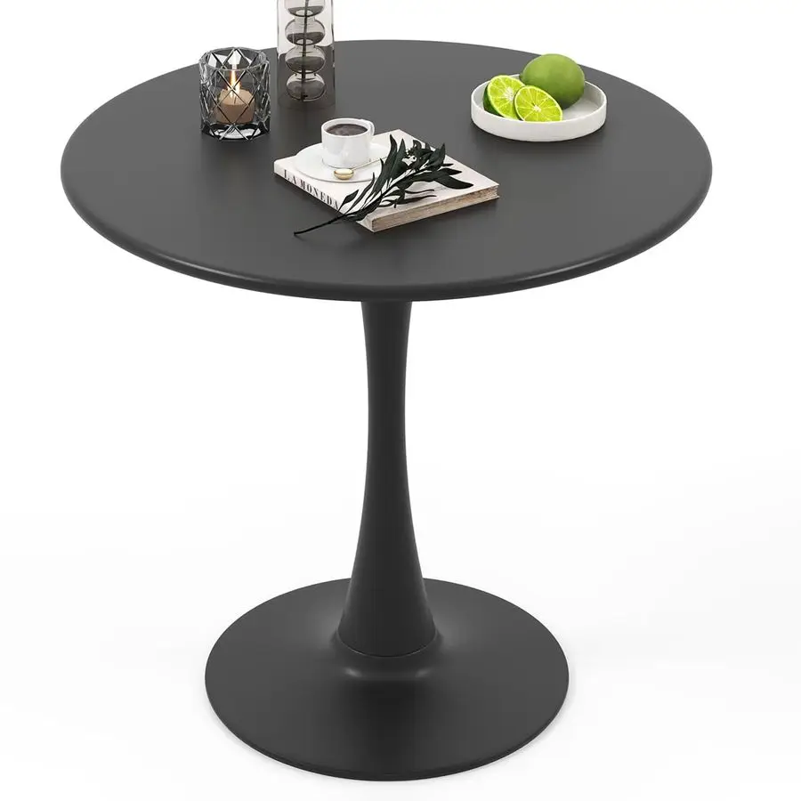 

Black Round Dining Table, 32 Modern Tulip Kitchen Table w 0.9 Thickened Tabletop amp Sturdy Metal Pedestal, MidCentury Leisure
