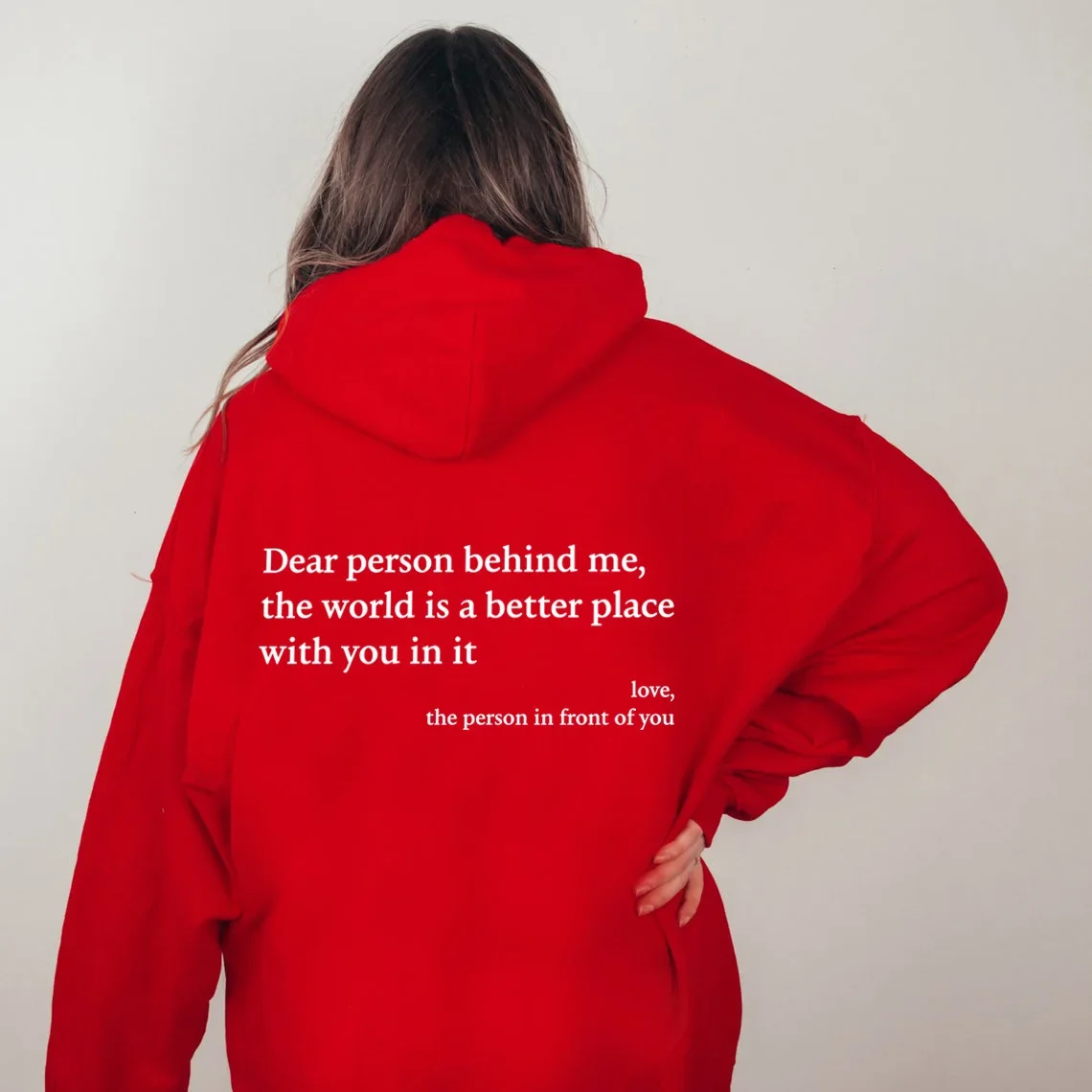 Autumn Pullover Hooded Women Young Lady Printed Letter Dear Person Behind Me Hoodie Oversize Aesthetic Hoody Sweatshirt Tops