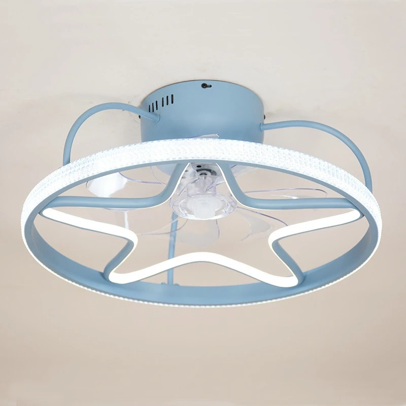 Star Cartoon Ceiling Fan with LED Light for Kids Bedroom Living Room Dining Room Home Decor Modern Minimalist Chandelier