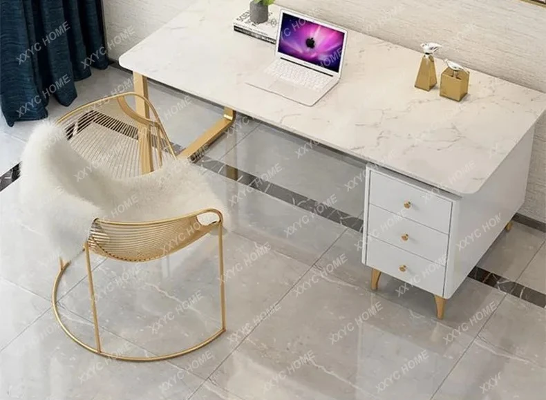 

A Modern minimalist marble desk and chair combination bedroom with drawers writing desk