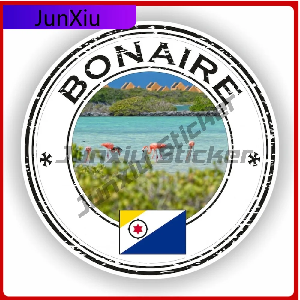 Bonaire Caribbean island Seal Sticker Round Flag Vinyl Decal Waterproof Exterior Decoration for Scratch-Proof Accessories