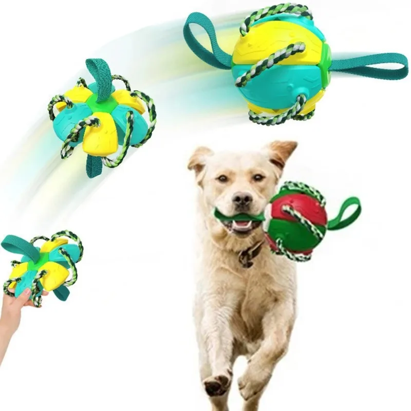 Dog Soccer Ball Interactive Pet Toys Foldable Ball Molar Toy Outdoor Training Ball for Puppy Dog Chew Dog Accessories