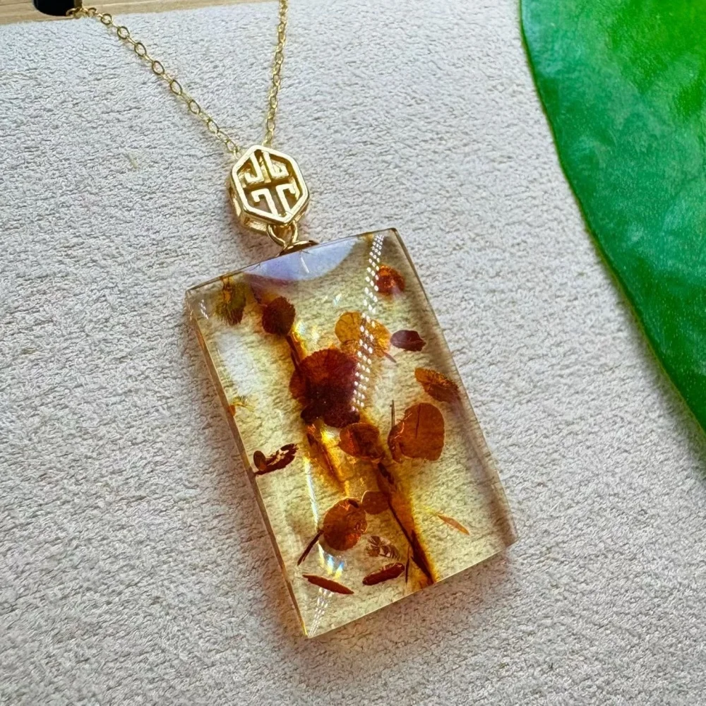 1PCS S925 27mm Natural Colored Chrysophoron Cube Pendant Crystal Carving Polished Mature Charm Jewelry Holiday Gift