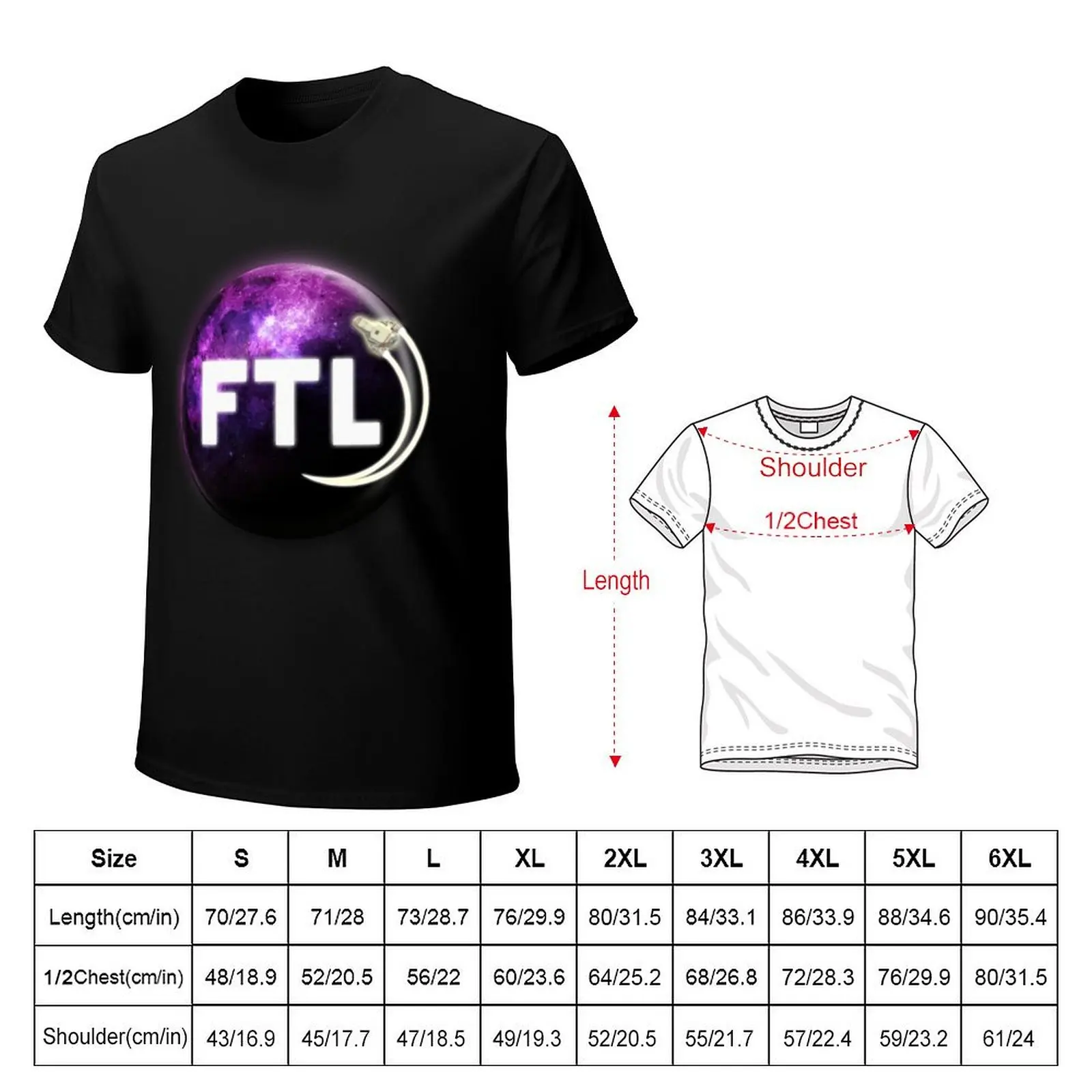 Faster Than Light. T-Shirt Large Size Short Sleeve T-Shirt