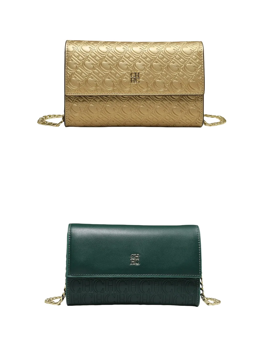 CH Damen Umhängetasche mit Buchstaben-Print und Metallkette, Schultertasche aus PU-Leder, Kleine Damen-Abendclutch, Geschenk – Detail 8