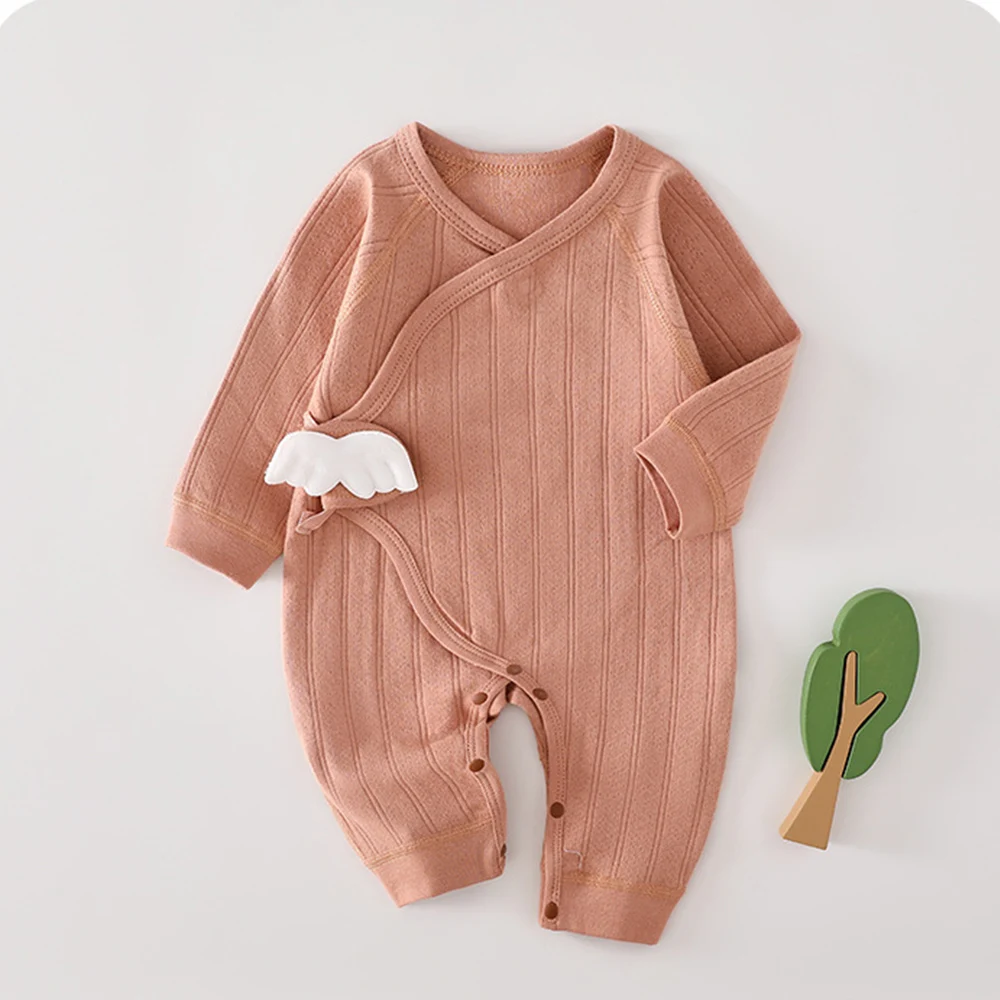 Baby Winter Jumpsuits Solid Color 100% Cotton Spring Autumn Hospital Newborn Clothes 0-6 Months Unisex Baby Rompers For Boy Girl