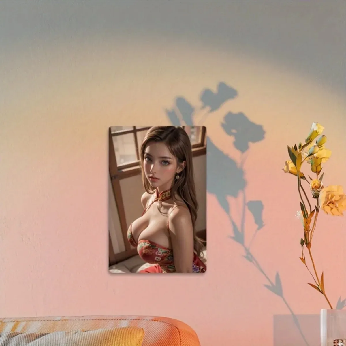 خمر جدار معدني الفن 8x12 بوصة الأزهار الطوب الملمس الرجعية ديكور المنزل هدية #6