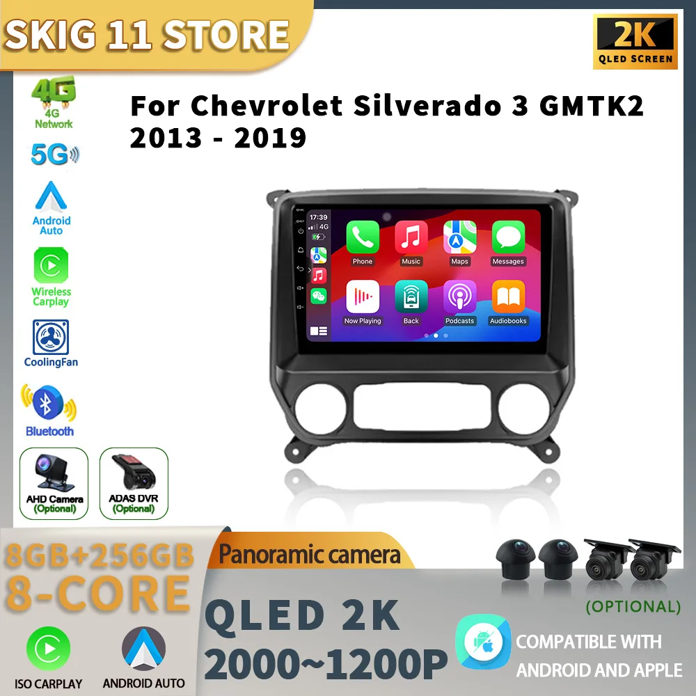 

Android13 For Chevrolet Silverado 3 GMTK2 2013 - 2019 Car Radio Multimedia Video Player Navigation stereo 4G WIFI GPS Carplay BT