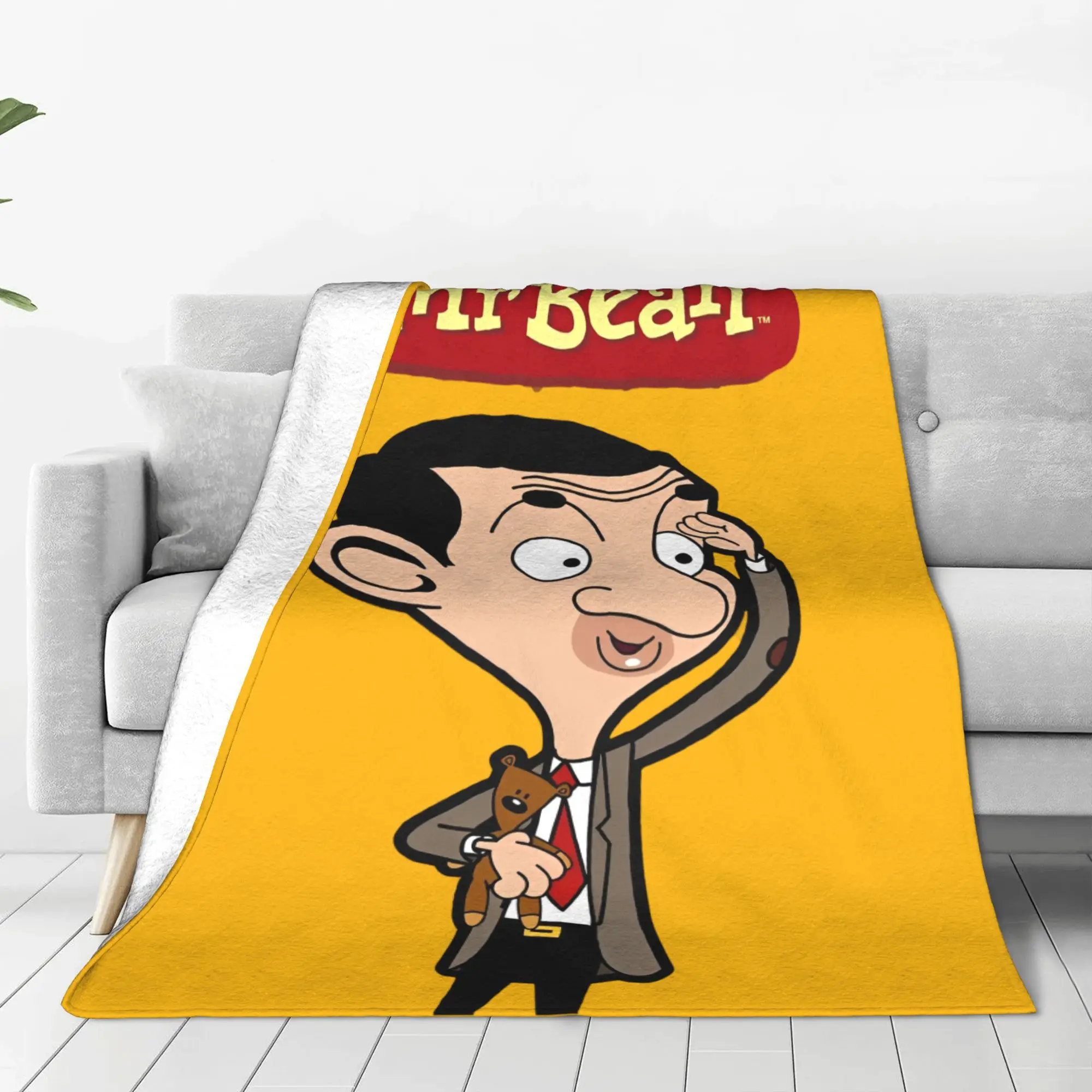 Mr Beans Cartoon Blankets  Plush Funny Warm Throw Blanket for Home Restaurant Spring Autumn,