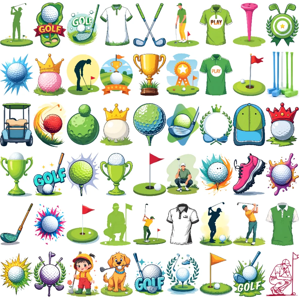 54 قطعة من أيقونات الجولف المؤقتة، شعارات إبداعية كرتونية مقاومة للماء، ملصقات للجسم تدوم طويلاً لأكتاف الخدين