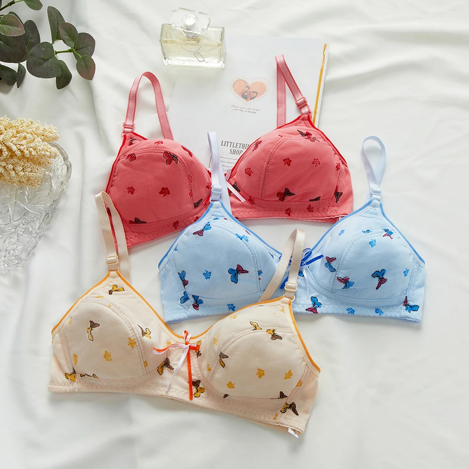 Girl Butterfly Bowknot Casual Bralette Candy Color Cute Bras Women Fashion Sport Tops Clothing for Small Bust