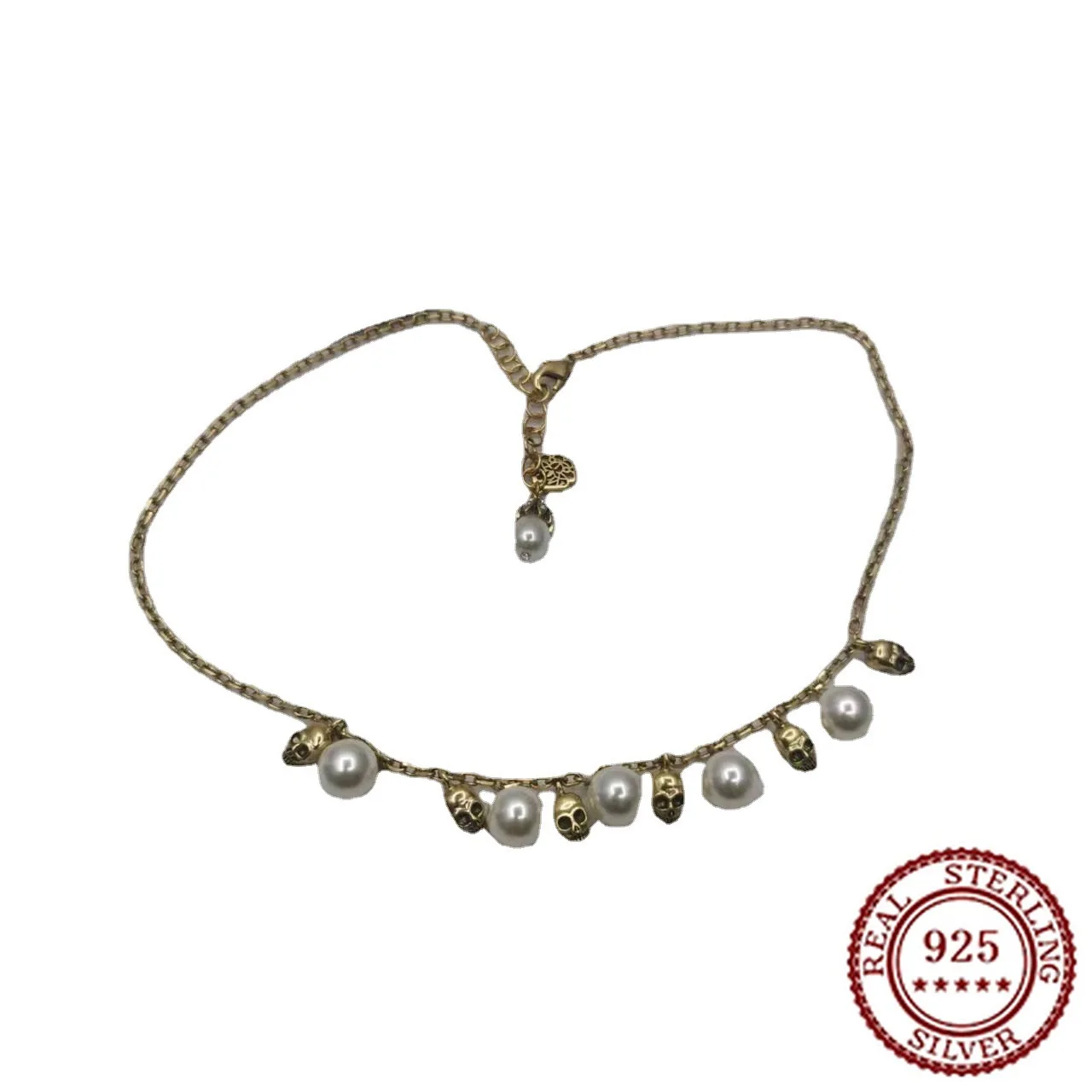 

2025 New Trend Classic Women's Pearl Skull Necklace Temperament Tassel Pendant Ghost Head Collarbone Chain