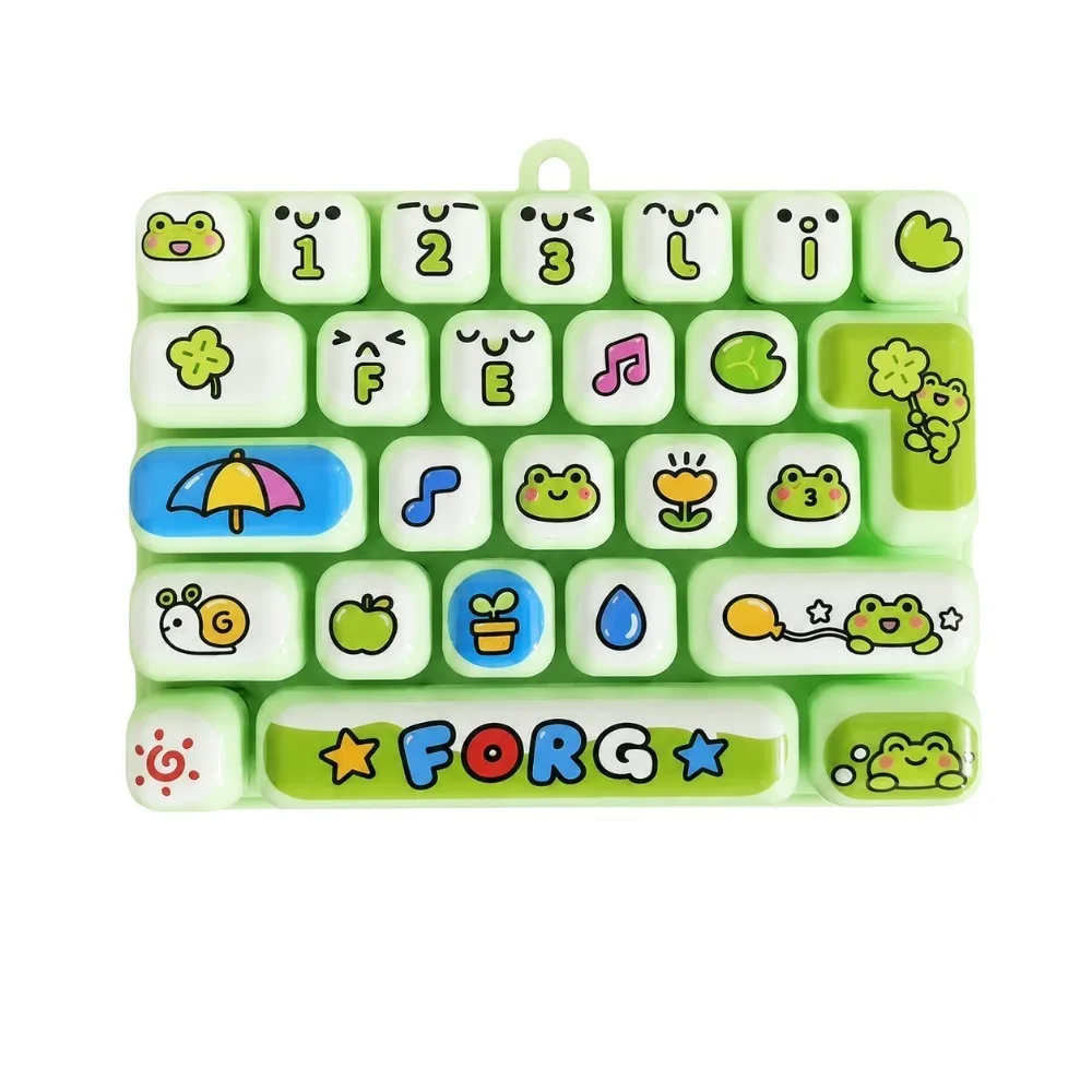 Cute 26 Grid Keycap Keychain Anti Stress Cartoon Fingertip Button Keyring Animal Diary Decoration Hand Relax