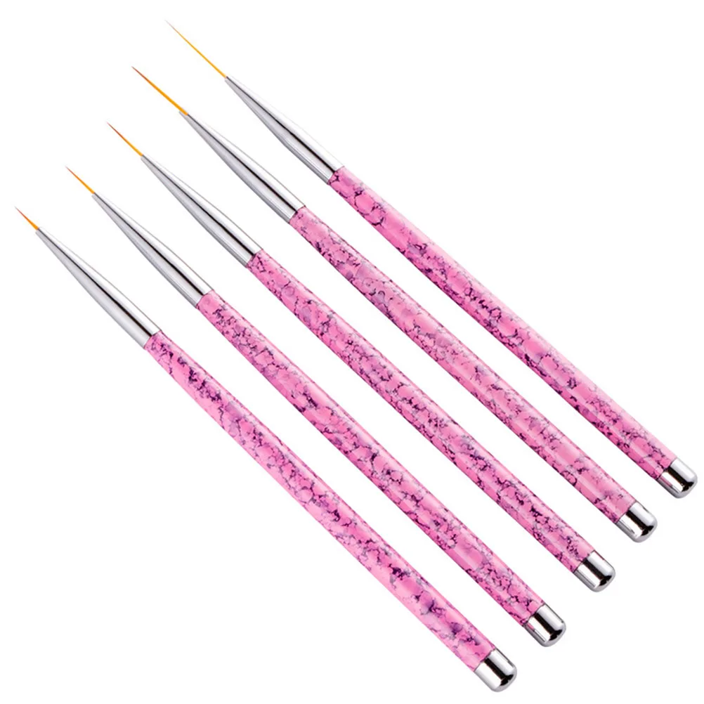 

5pcs Art Pen Brush Set Nylon Bristle Fine Liner Diy Manicure Tools For Women Professional Use Nail Brush Kit Nail Art Supplies