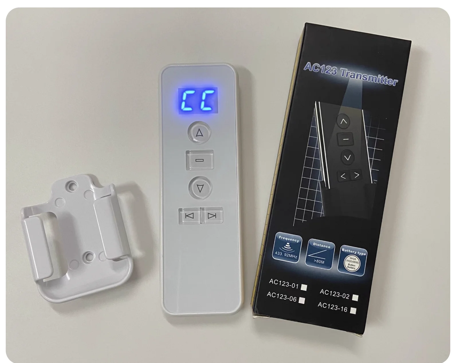 AC123 Telecomando portatile bianco per motore Curtian A-OK RF433, emettitore wireless per controllare l'apertura/chiusura del motore della tenda