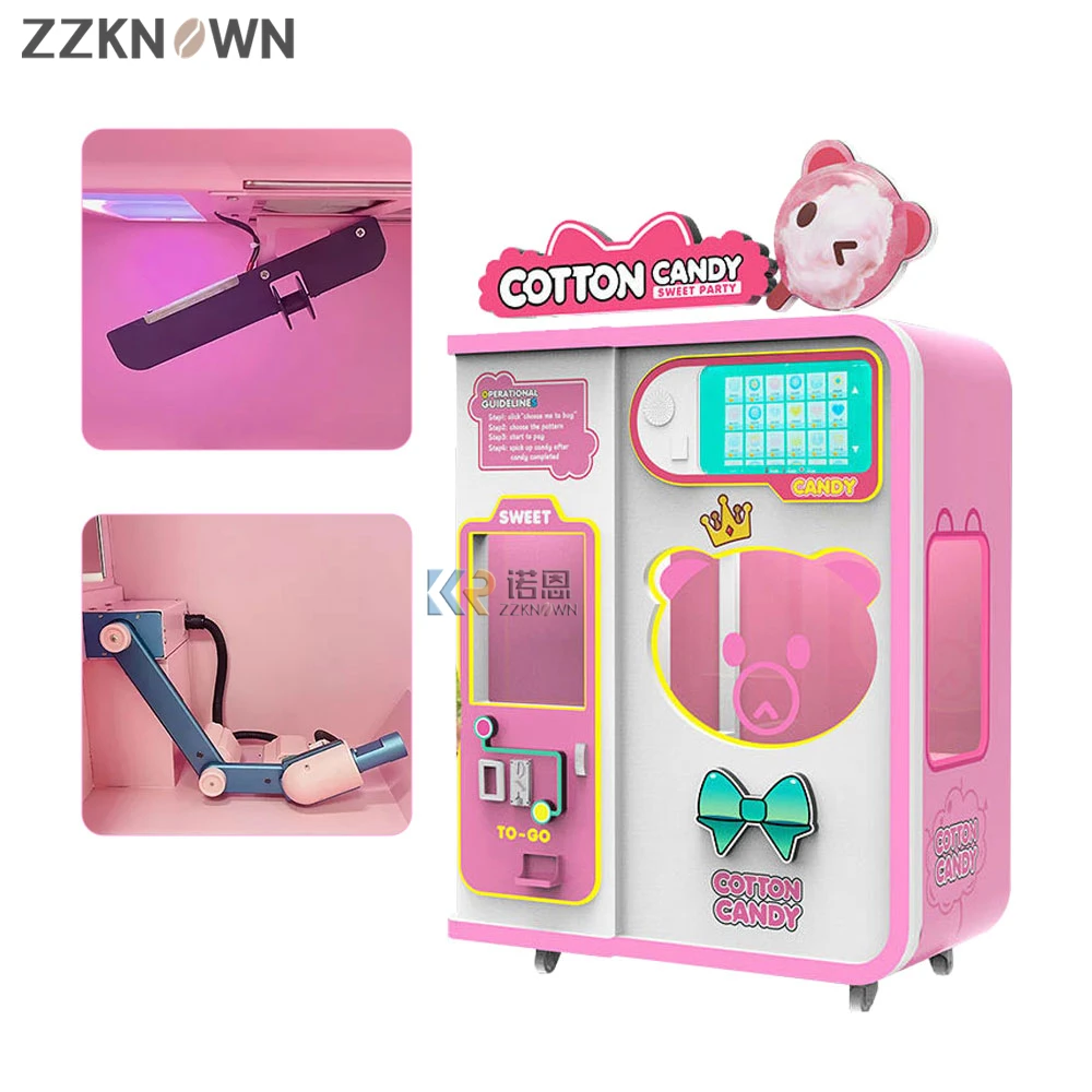 Low Cost Unmanned Operation Quick Production Long Range Control Movable Modern Vending Making Candy Floss Machine
