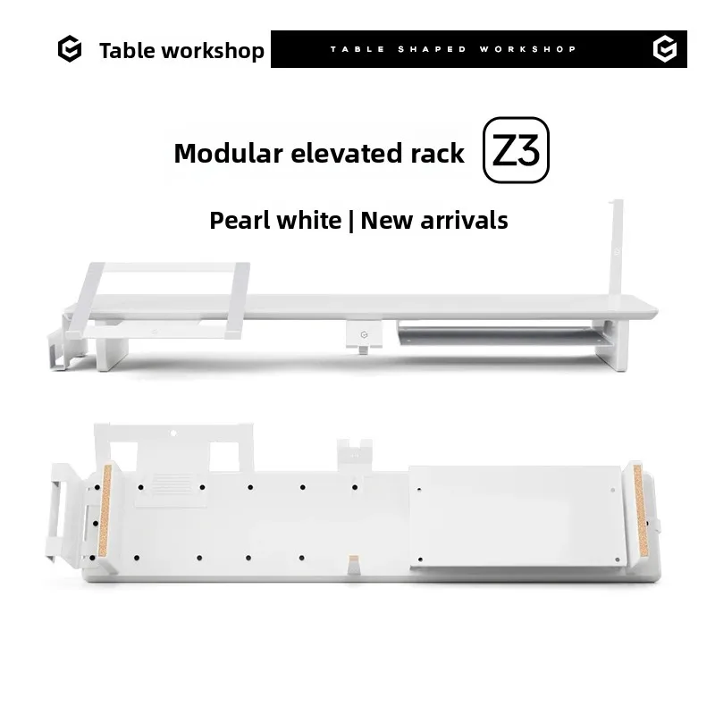 ‌Modular White Monitor Riser Stand with Storage Shelf, Ergonomic Computer Screen Desk Organizer for Home Office/Gaming Setup‌