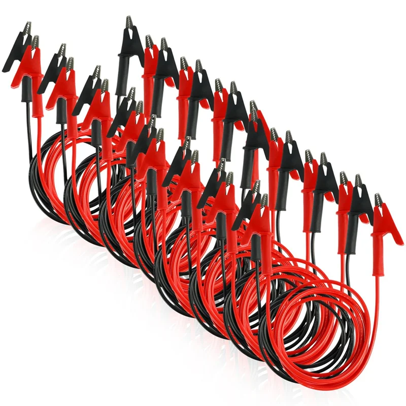 AB66-16Pcs Alligator Clips Electrical With Wires 14 Gauge 2 Colors Jumper Test Leads Set 1M/3.3FT Electrical Testing Cables