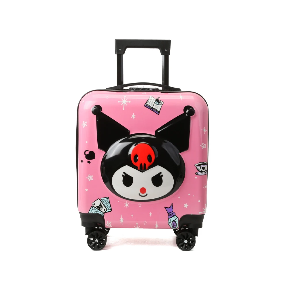 Anime Sanrios 18 Inch Children Trolley Case Kuromi Hello Kitty Kawaii Cartoon Girl Boys Travel Silent Universal Wheel Suitcase