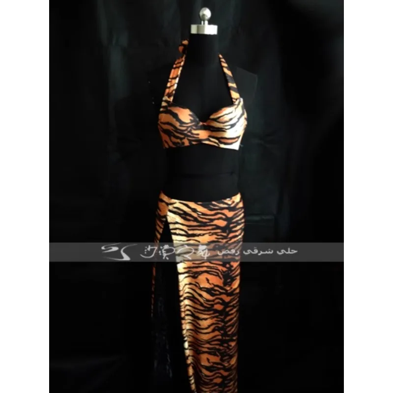 Костюм для танца живота по индивидуальному заказу, костюм в полоску зебры, простой и сексуальный комплект из трех предметов, экзотическая танцевальная одежда