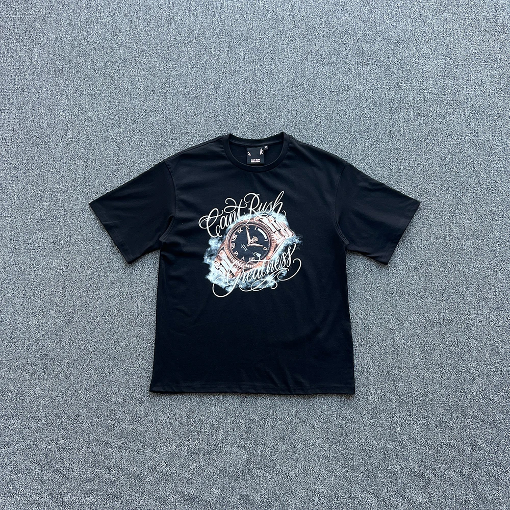 

SY-136 Unisex Cotton Short Sleeve Tee Jogger T-shirt Summer Tracksuit Top Jersey Rose Gold Watch Printed T-shirt