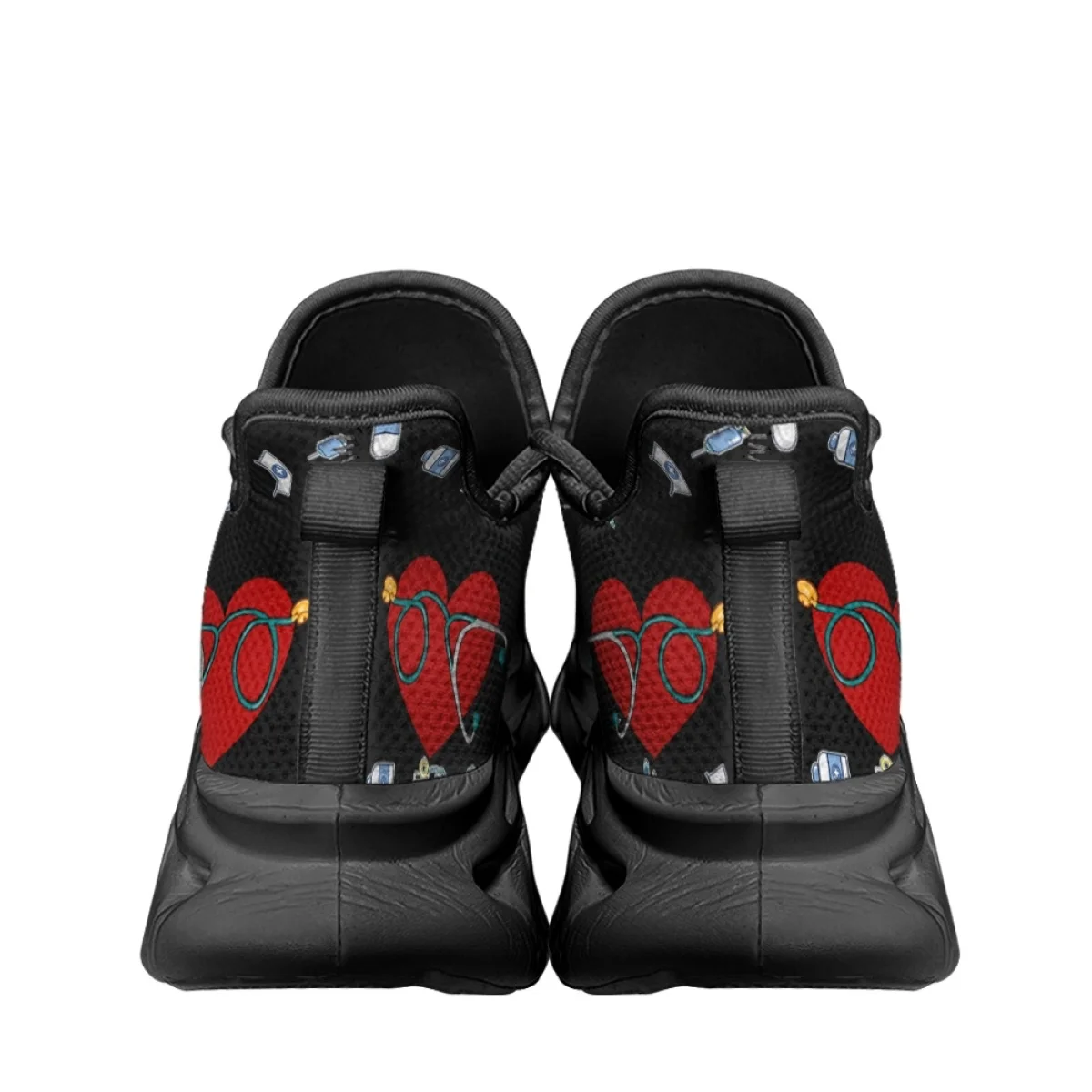 Cute Cartoon Nurse Medical Equipment Pattern Autumn Winter Tennis Shoes Outdoor Work Breathable Convenient Soft Flats Sneakers