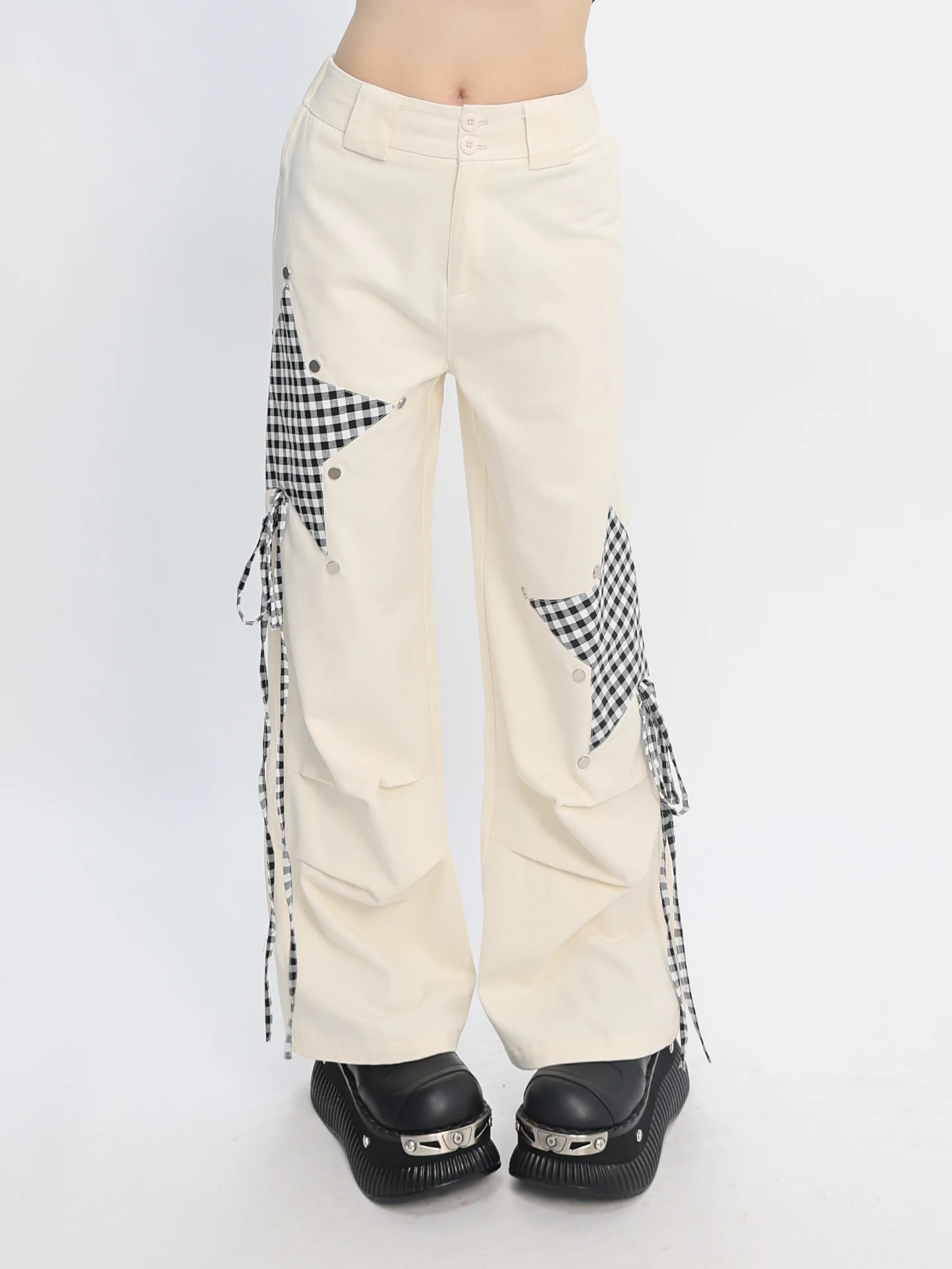

Женские модные широкие брюки Wish Original Asymmetric Star Track Mark, повседневные свободные леггинсы из хлопка, рабочая одежда, весна 2026