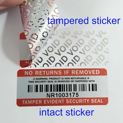 Sello de seguridad a prueba de manipulaciones, 100 piezas, 50x20mm, sin devoluciones, etiqueta de protección de paquete de vinilo, pegatina impermeable