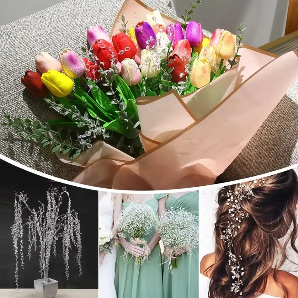 5/10PCKünstliche Weiße Kristall Acryl Wassertropfen Handgemachte Heißer verkauf Zimmer Hochzeit Brautstrauß Kranz Haarnadel DIY geschenk Dekor