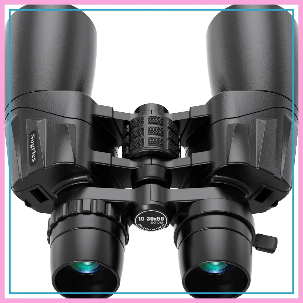 

10-30x50 Zoom Binoculars for Adults, High Powered with BAK4 & FMC Lens, Large View, Low Light Vision