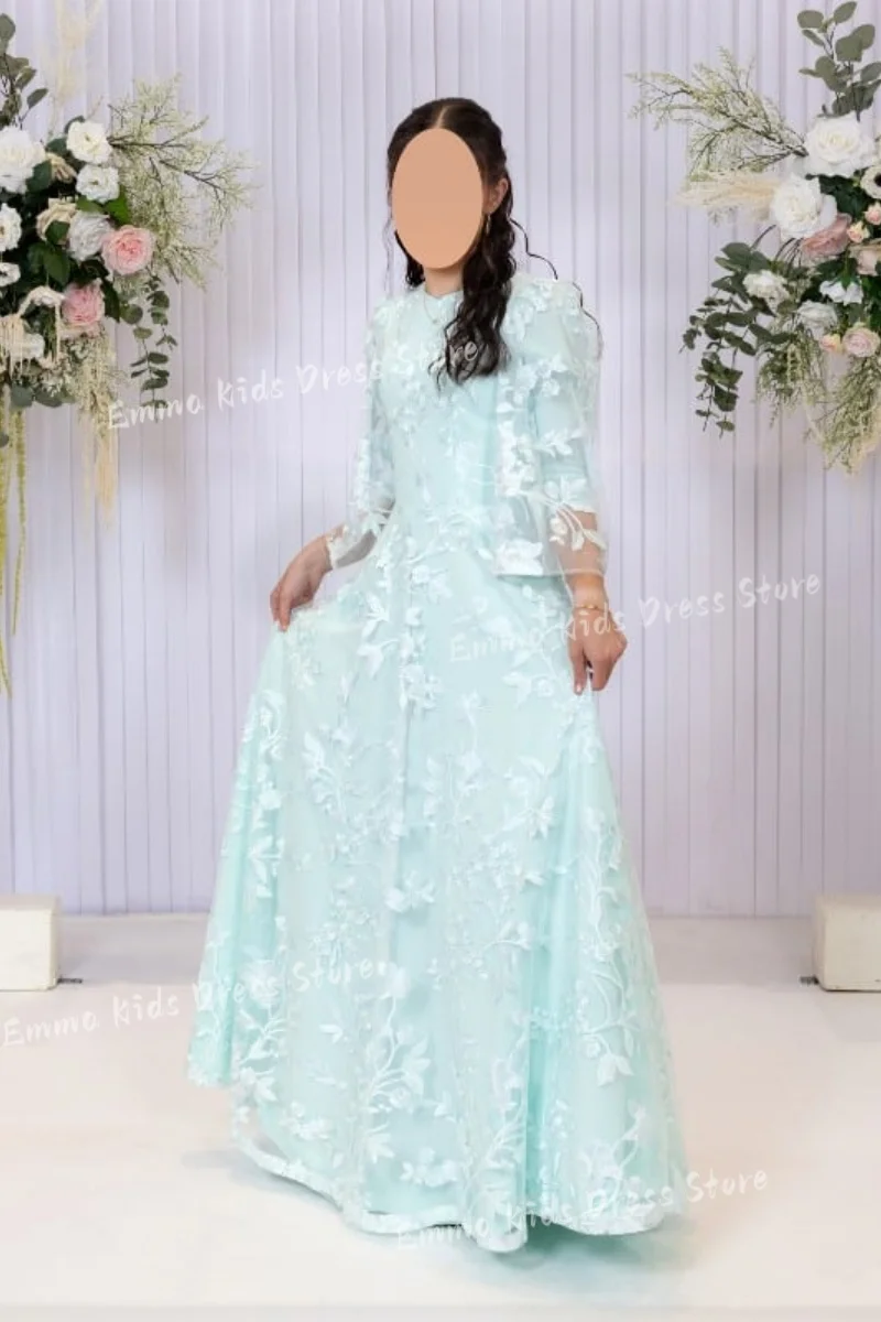 

DORIS Custom Mint Green Flower Girl Dress Wedding Birthday Party Children's First Communion Prom Dress