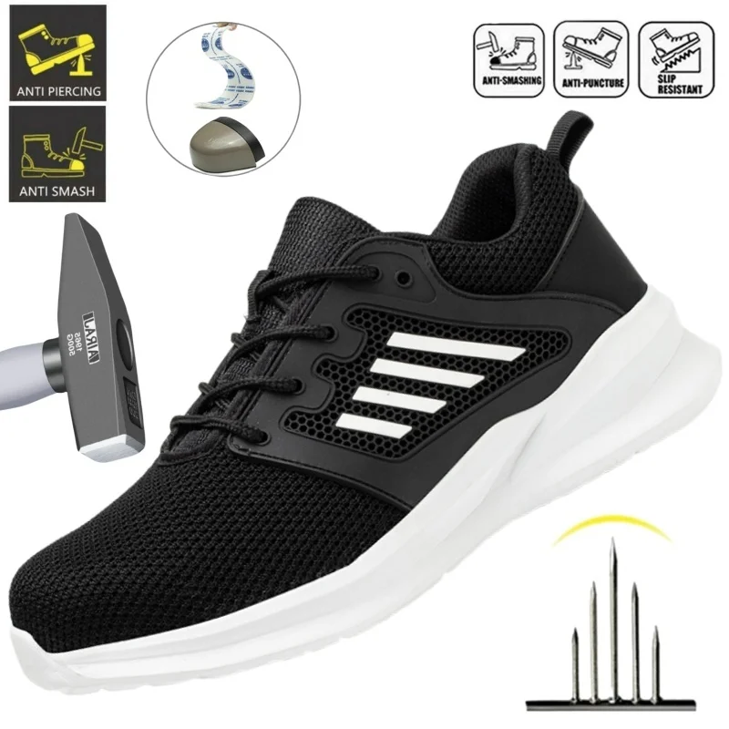 

Men Work Safety Shoes Anti-puncture Protective Shoes Men Indestructible Work Shoes Lightweight Mesh Breathable Safety Boots