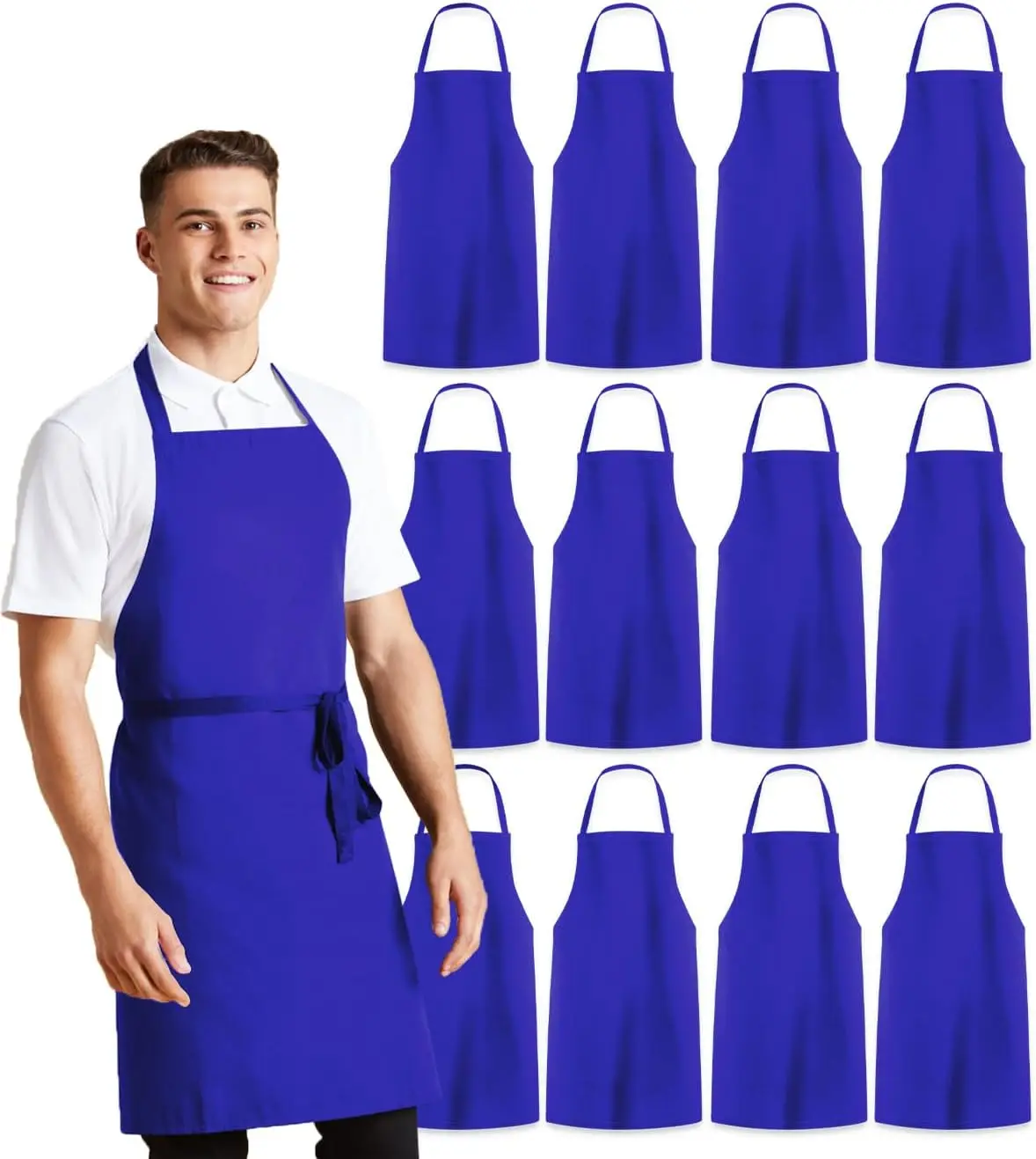 

100% Polyester Chef Apron for Men and Women with Extra Long Ties - Durable Cooking Apron