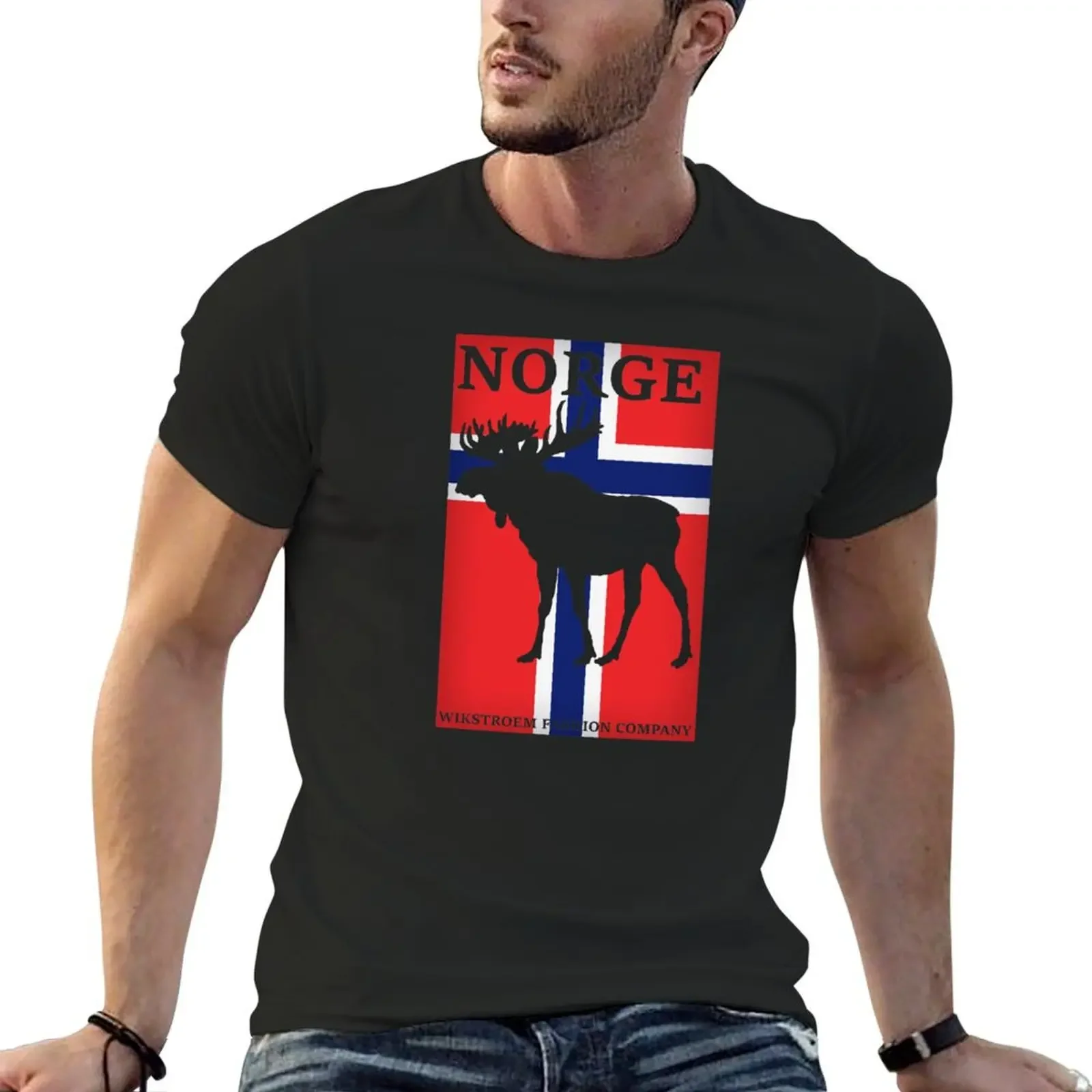 Wikstroem - Norway flag banner moose grunge T-Shirt Personalized t-shirt funny costumes Blouse mens champion t shirts