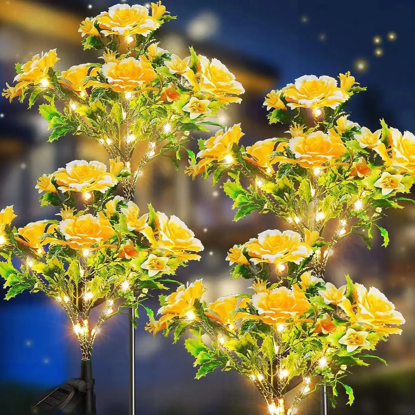 Solar Carnation Stake Light Artificial Flower LED Lamp for Lawn Wedding Multi Colors Optional