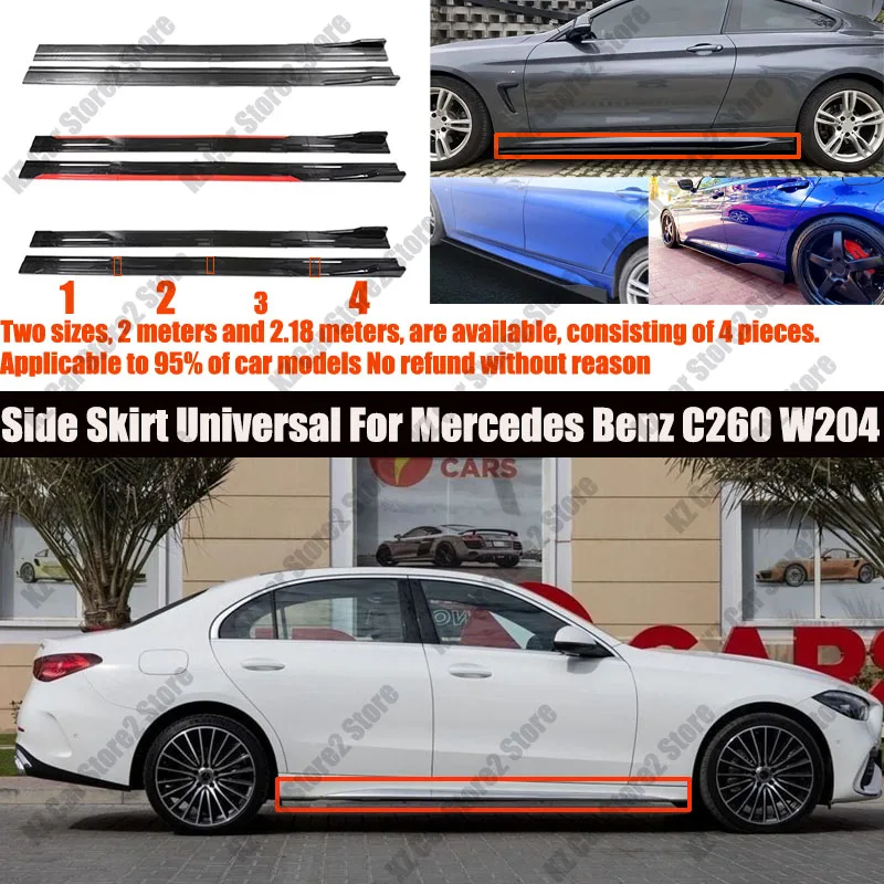 

FOR Mercedes Benz C260 W204 2M Car Side Skirt Extension Plate Lip Separator Bumper 2.18M Racing Side Spoiler Universal Car Side