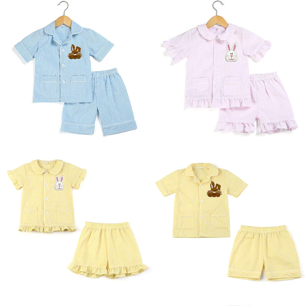 Easter bunny Cotton Carnival Mother Kids Ruffle Boys And Girl Baby Clothes Pajamas Sets Sibling Family Matching Pyjamas Sets