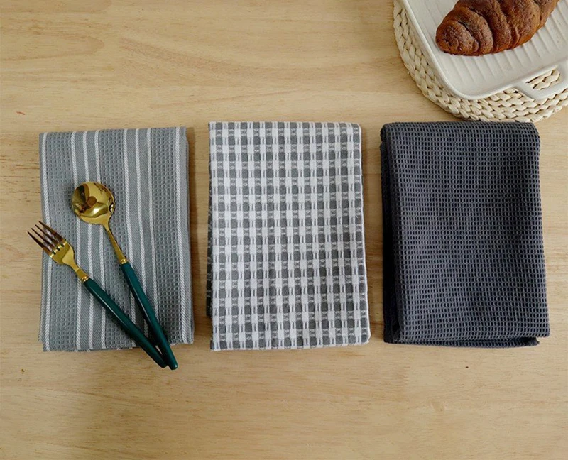 3 Stück Küchentücher aus 100 % natürlicher Baumwolle, klassische Geschirrtücher, Geschirrtuch, saugfähig, fusselfrei, Maschinengeschirr, Haushaltshandtuch – Detail 5