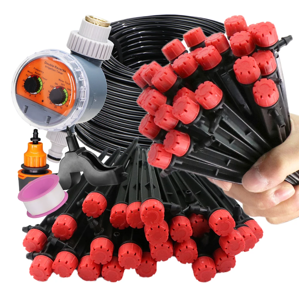 5-50M Garden Drip Micro Irrigation 4/7mm PVC Hose Automatic Watering System 8-holes Adjustable Drippers Head 1/4