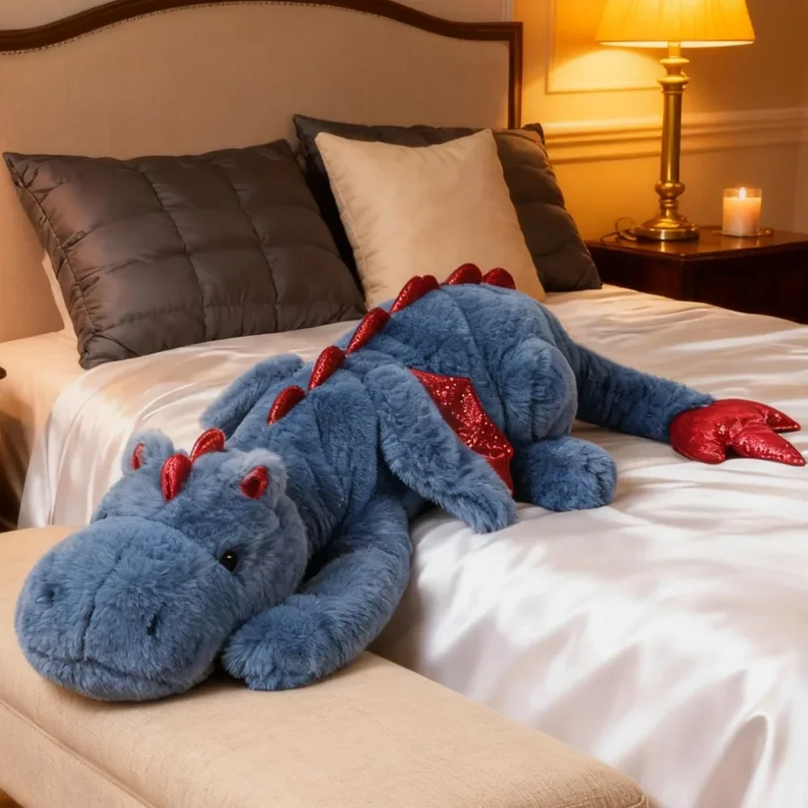 

ARELUX Giant 50in 3Lb Big Blue Dragon Large Stuffed Animals Cute Plush Toy Fuzzy Jumbo Dinosaur Pillow Plushies with Wings Cudd