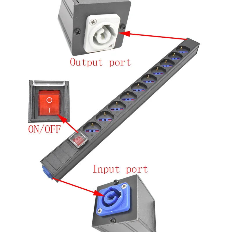 PDU Power Strips Schuko Powerlink Power Link Output Box with powercon inlet and outlet   2-11AC  socket Germany Italy