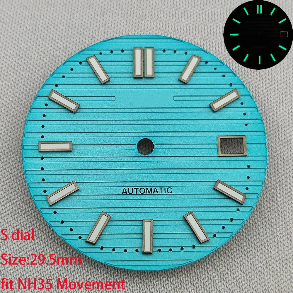 29.5 mmdi alta qualità NH35 dial S dial verde luminoso adatto per lo strumento di riparazione degli accessori dell'orologio dei movimenti NH35