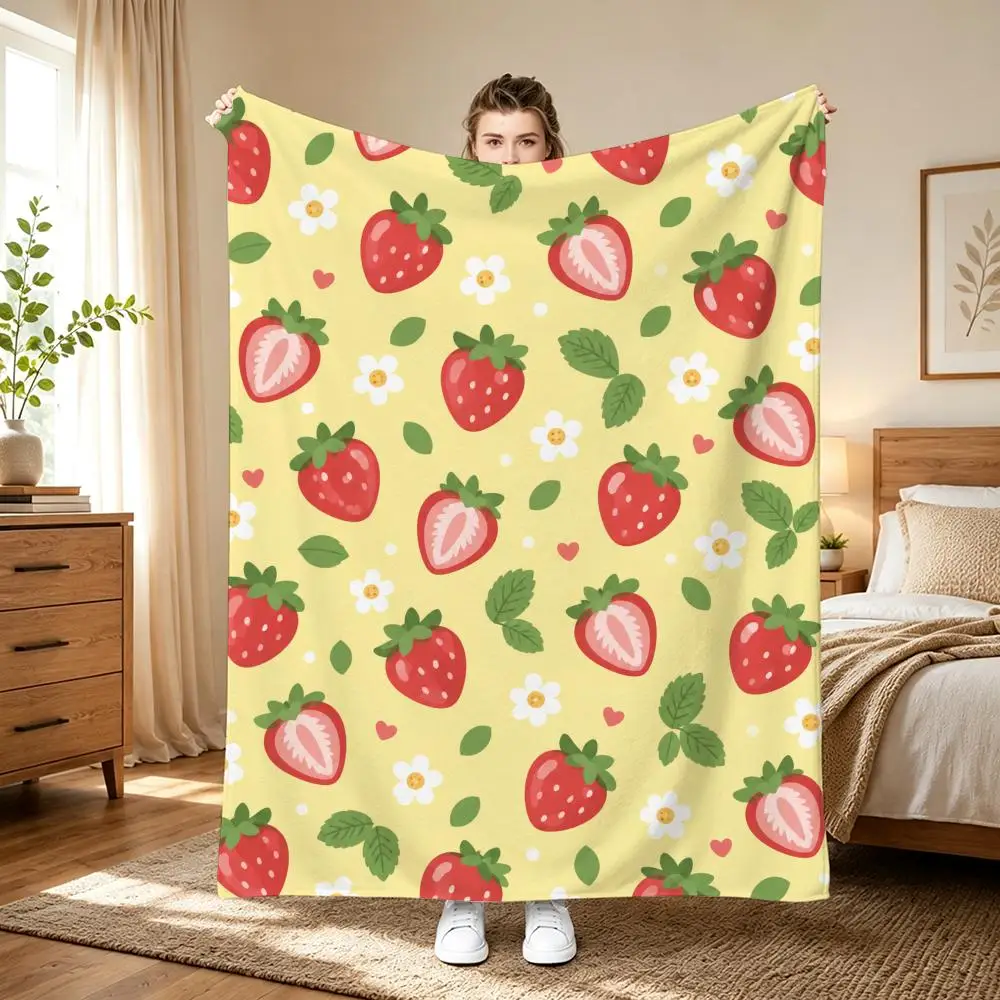 Cute Avocado Pastel Decor Throw Lightweight 240g Flannel Blanket Soft Skin-friendly for Summer Cooling