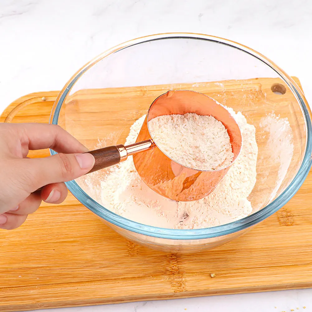 

Coffee Bean Measuring Spoon Stainless Steel Wood H Kitchen Supplies Baking Tools Powder Sugar Liquid Condiments