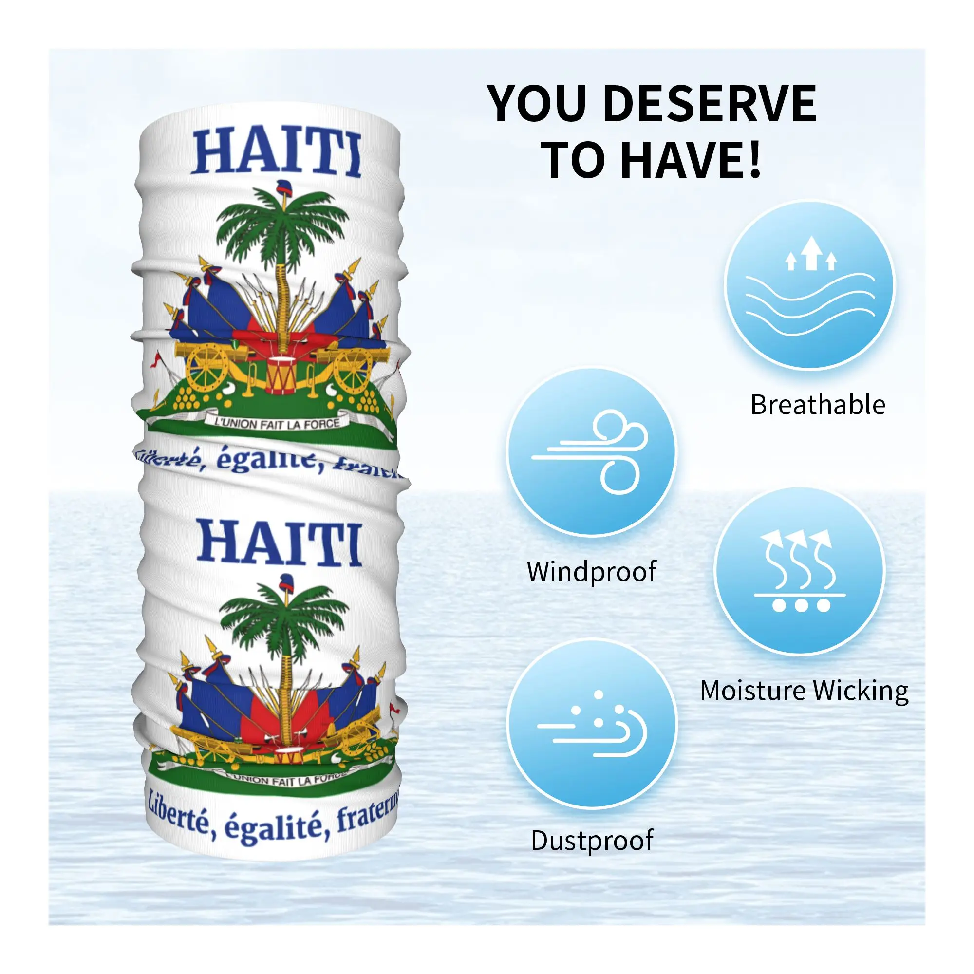 Haiti Haitian Flag Bandana Neck Cover Printed  Wrap Scarf Multifunctional Cycling Scarf Riding for Men Women Adult Windproof view 3