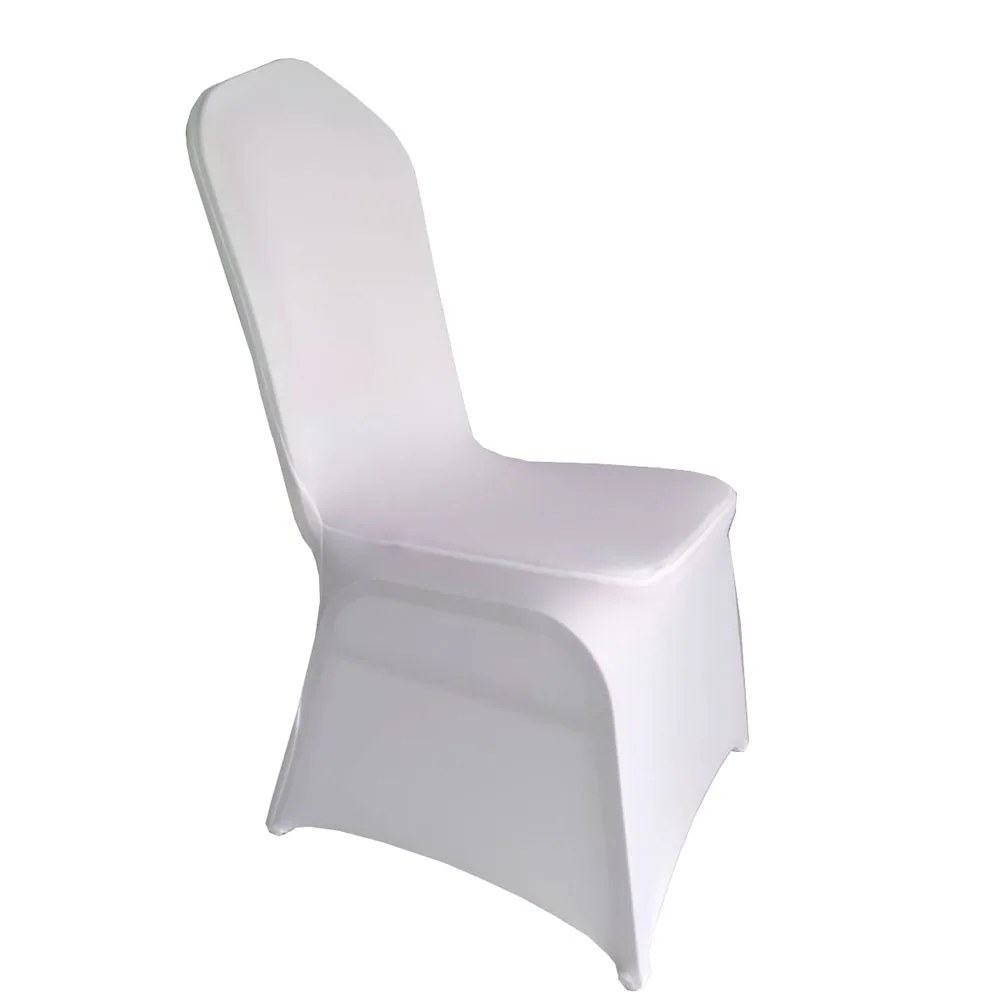 Jiaorui 100pcs White Wedding Chair Cover Polyester Spandex for Hotel Banquet Conference Celebration Exhibition