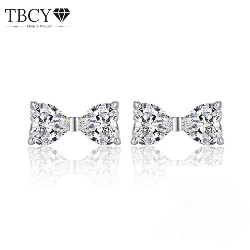 

TBCYD D Цвет Бант Элегантные Серьги Муассанит Серьги с Бриллиантами для Женщин S925 Серебро Ювелирные Изделия Подарки с Сертификатом