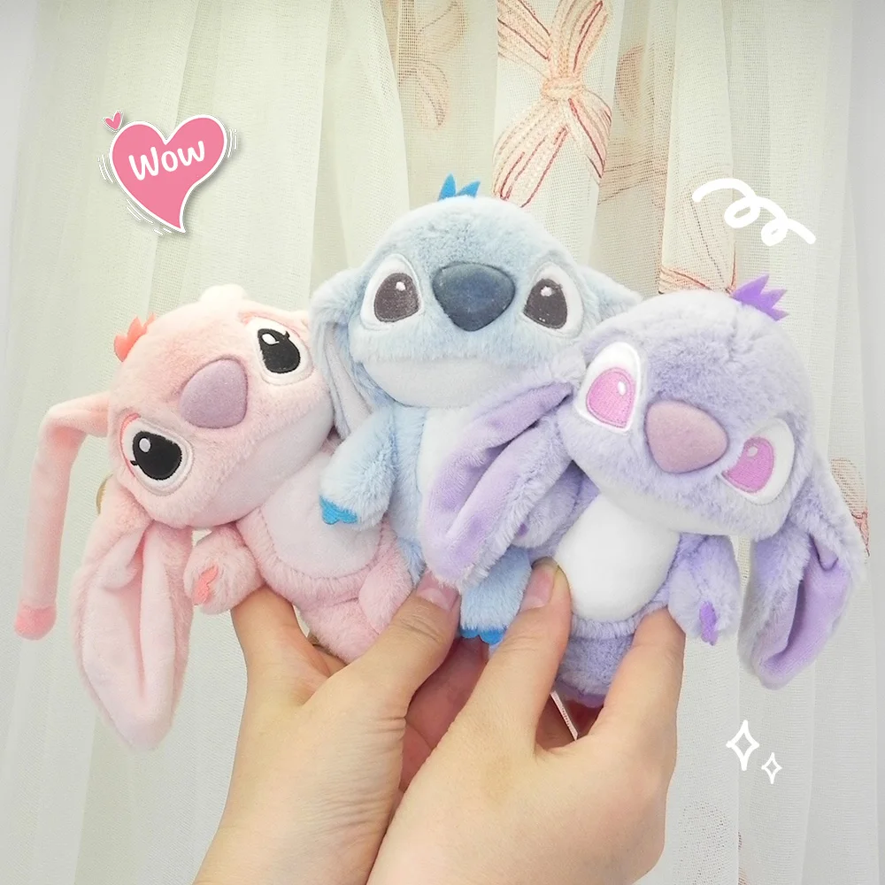 15CM Disney Anime Plush Toys Kawaii Stitch Angel keychain Lovely Plushy Doll Cute Children Kids Doll Animals Gift For Kids